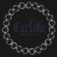 the logo for carla mallie on a black background